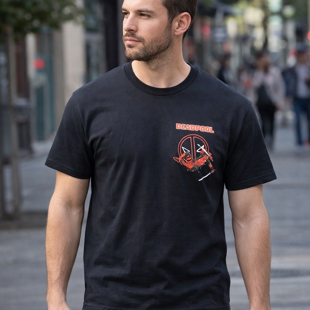 Marvel Deadpool Tacos Chimichanga‎ Graphic T-Shirt Mens Large Black Short Sleeve
